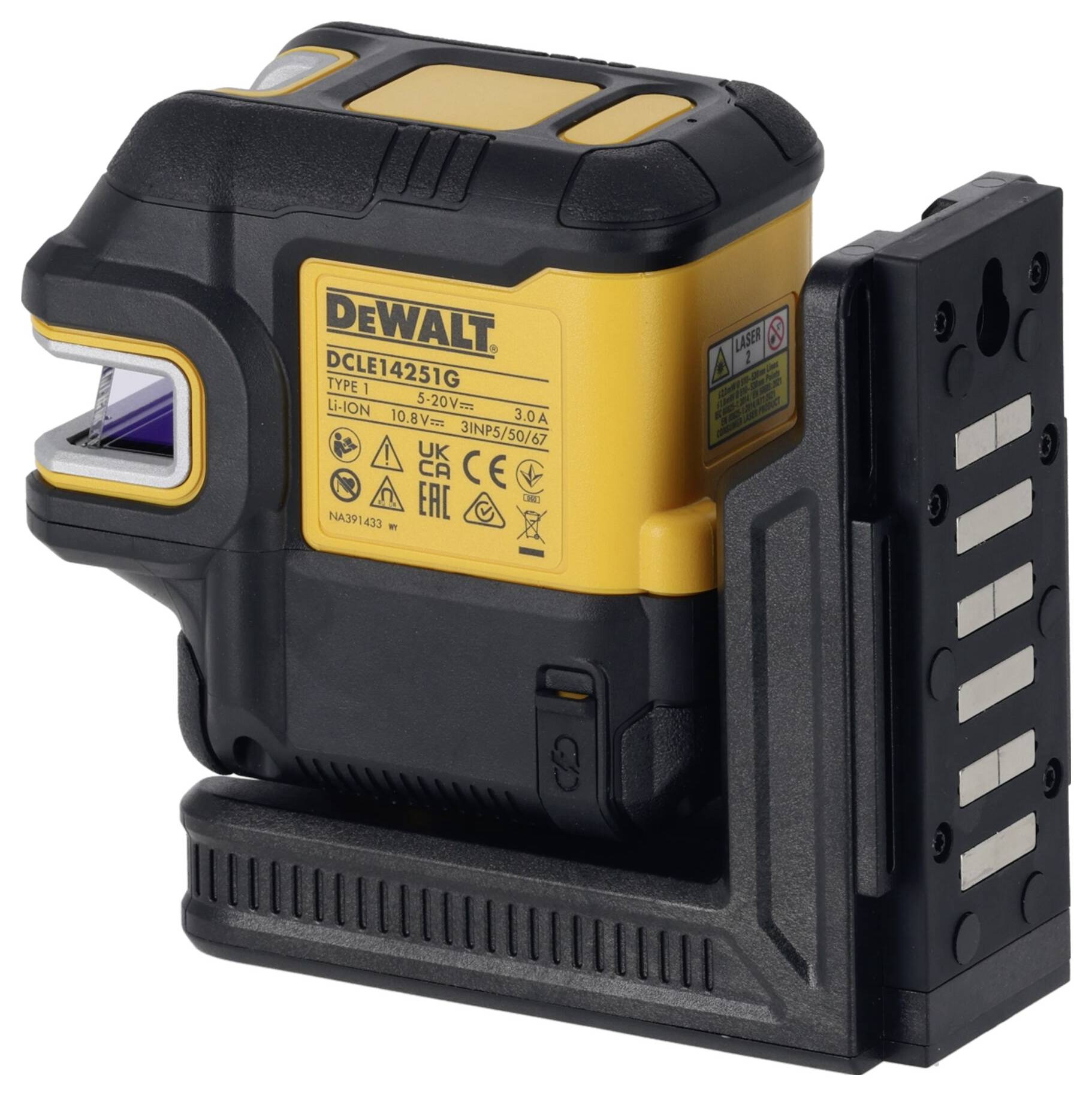 DeWALT laserový nivelační přístroj DCLE1425IG, přenosný zelený linkový laser pro přesné nivelace, kompaktní, s magnetickým držákem. Ideální pro stavební práce.