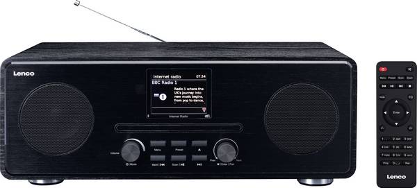 Lenco DIR-260BK DIR-260 internetové přenosné rádio, internetové, DAB+, FM, internet, FM, AUX, Wi-Fi, CD, Bluetooth, DAB+, MP3, funkce alarmu, vč. dálkového ovládání, černá