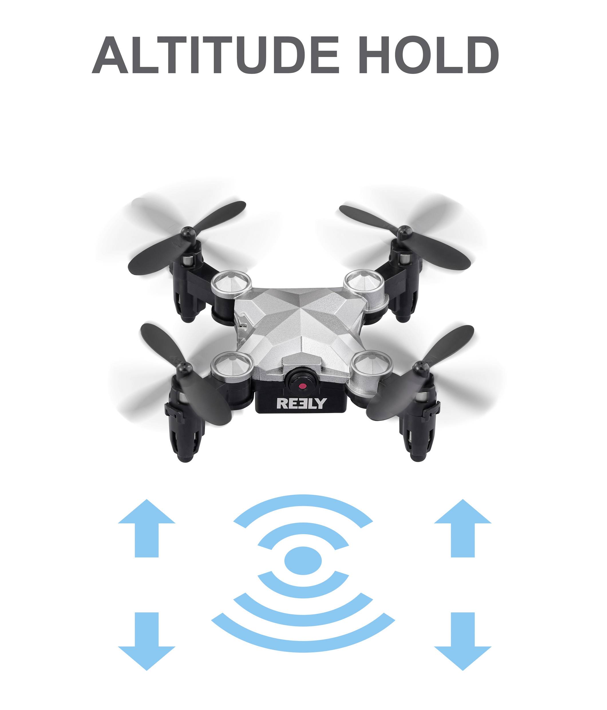Reely Suitcase mini drone dron RtF pro začátečníky, s kamerou stříbrnočerná-8