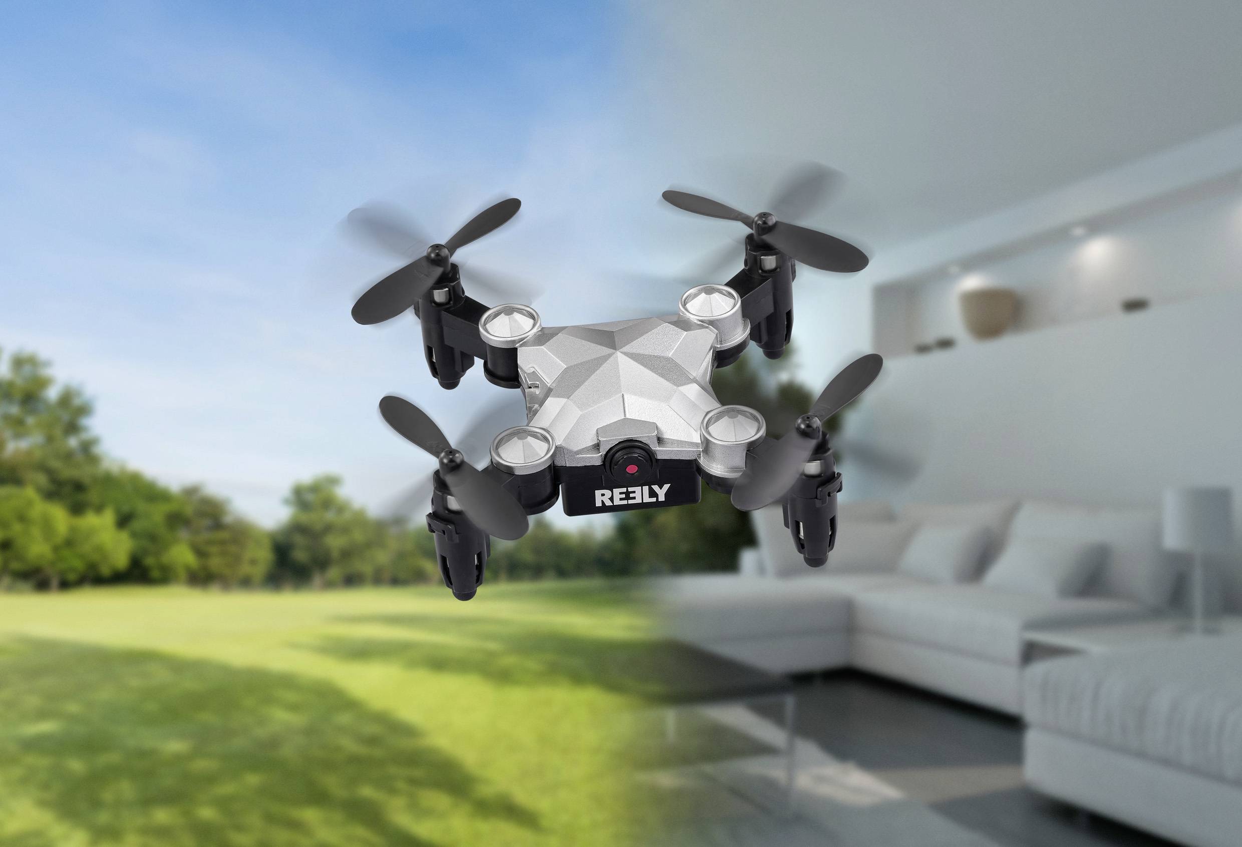 Reely Suitcase mini drone dron RtF pro začátečníky, s kamerou stříbrnočerná-6