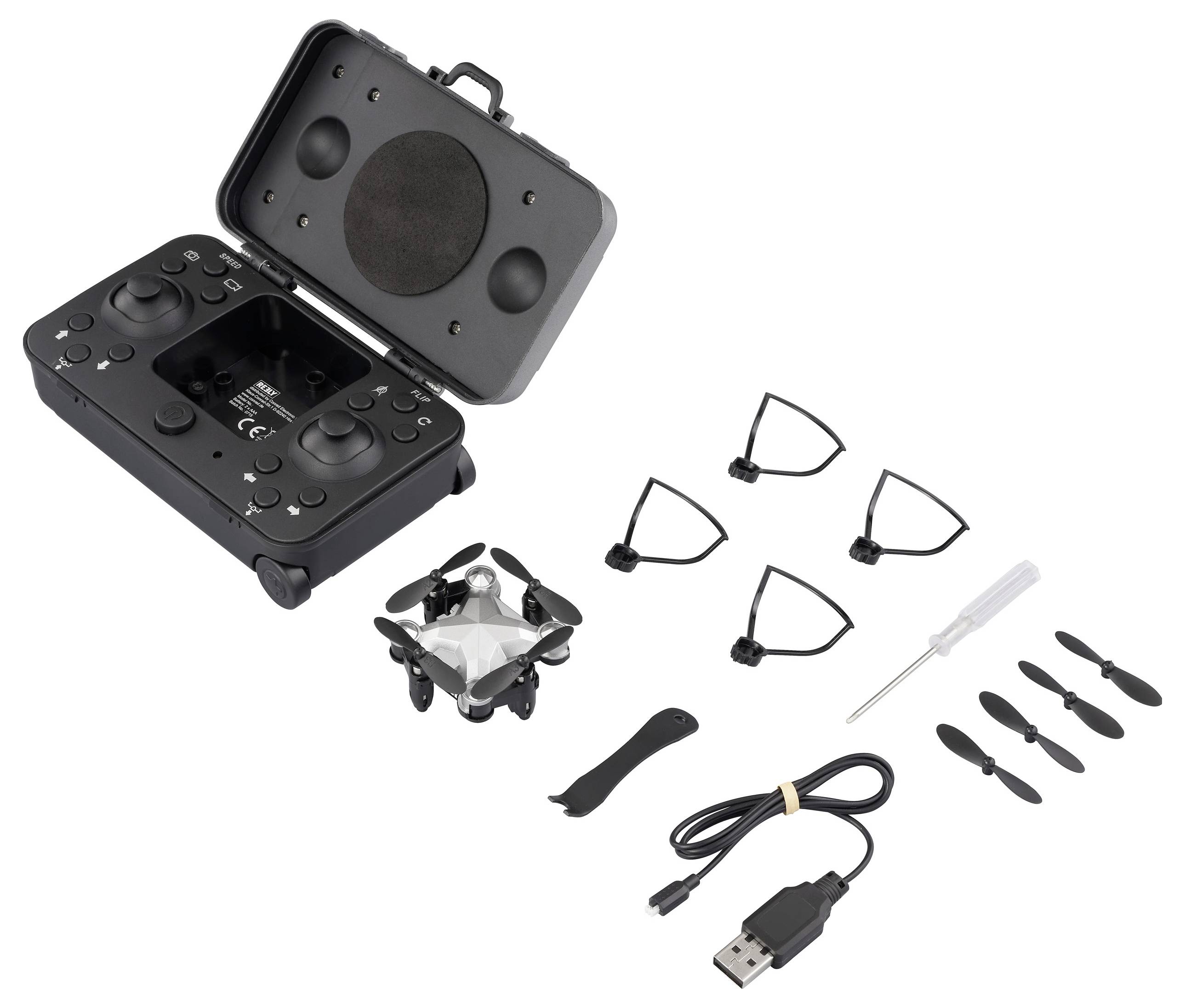 Reely Suitcase mini drone dron RtF pro začátečníky, s kamerou stříbrnočerná-5