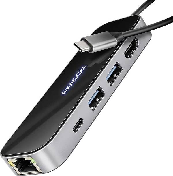 AXAGON USB-C® dokovací stanice AXAGON HMC-6GLN USB-Hub, 2x USB-A, 1x USB-C, 1x HDMI 2.0, 1x RJ45, 100 W PD – Vhodné pro značky (dokovací stanice pro notebook): univerzální napájení USB-C®, vč. funkce nabíjení