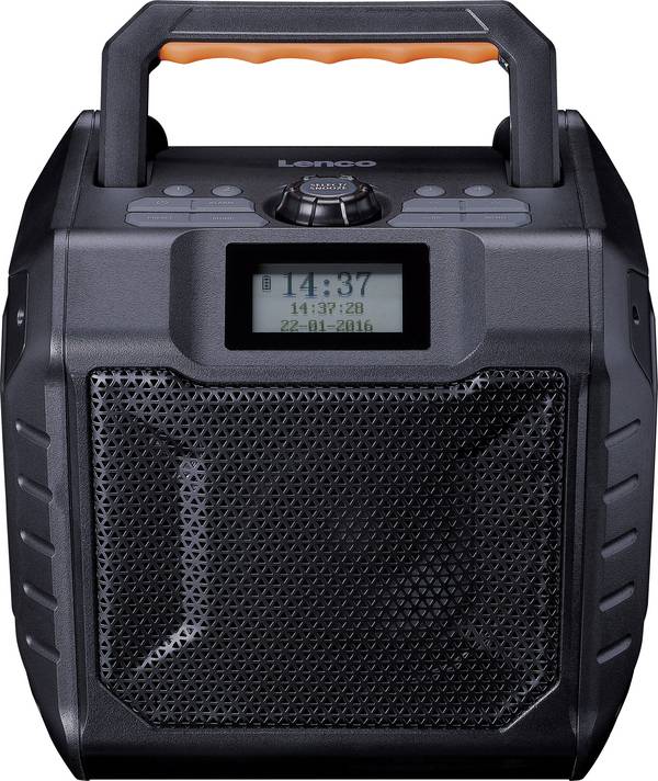 Lenco ODR-160GY ODR-160GY outdoorové rádio, DAB+, FM, AUX, SD, Bluetooth, DAB+, FM, voděodolné, s akumulátorem, funkce alarmu, Funkce powerbanky, pistolová šedá