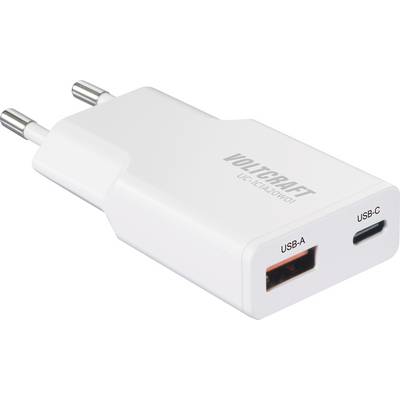 VOLTCRAFT UC-1C1A20W01 USB nabíječka 20 W 1x USB A , 1x USB-C® Rychlé nabíjení, Power Delivery 3.0 bílá GaN-0