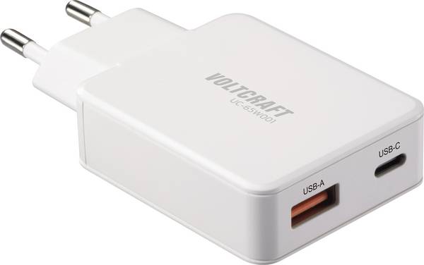 VOLTCRAFT UC-1C1A65W01 USB nabíječka 65 W 1x USB A , 1x USB-C® Rychlé nabíjení, Power Delivery 3.0 bílá GaN