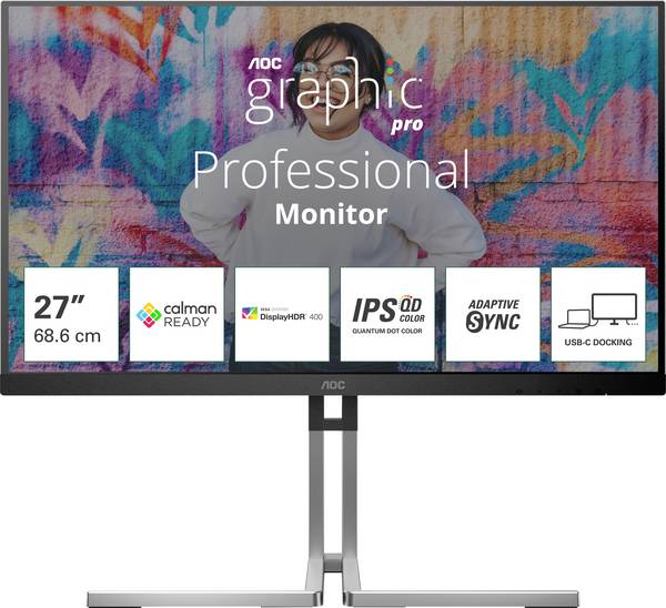 AOC Q27U3CV LCD monitor 68.6 cm (27 palec)2560 x 1440 Pixel, 16:9, 4 ms, IPS LCD