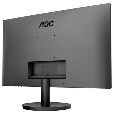 Monitor zezadu s elegantním designem a stylovou podstavou. Nahoře je patrné výrazné logo a dole oblast připojení.