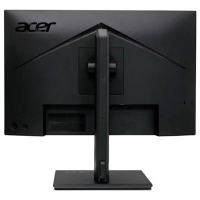Pohled zezadu na černý monitor Acer s nastavitelným stojanem. Logo značky v levém horním rohu.