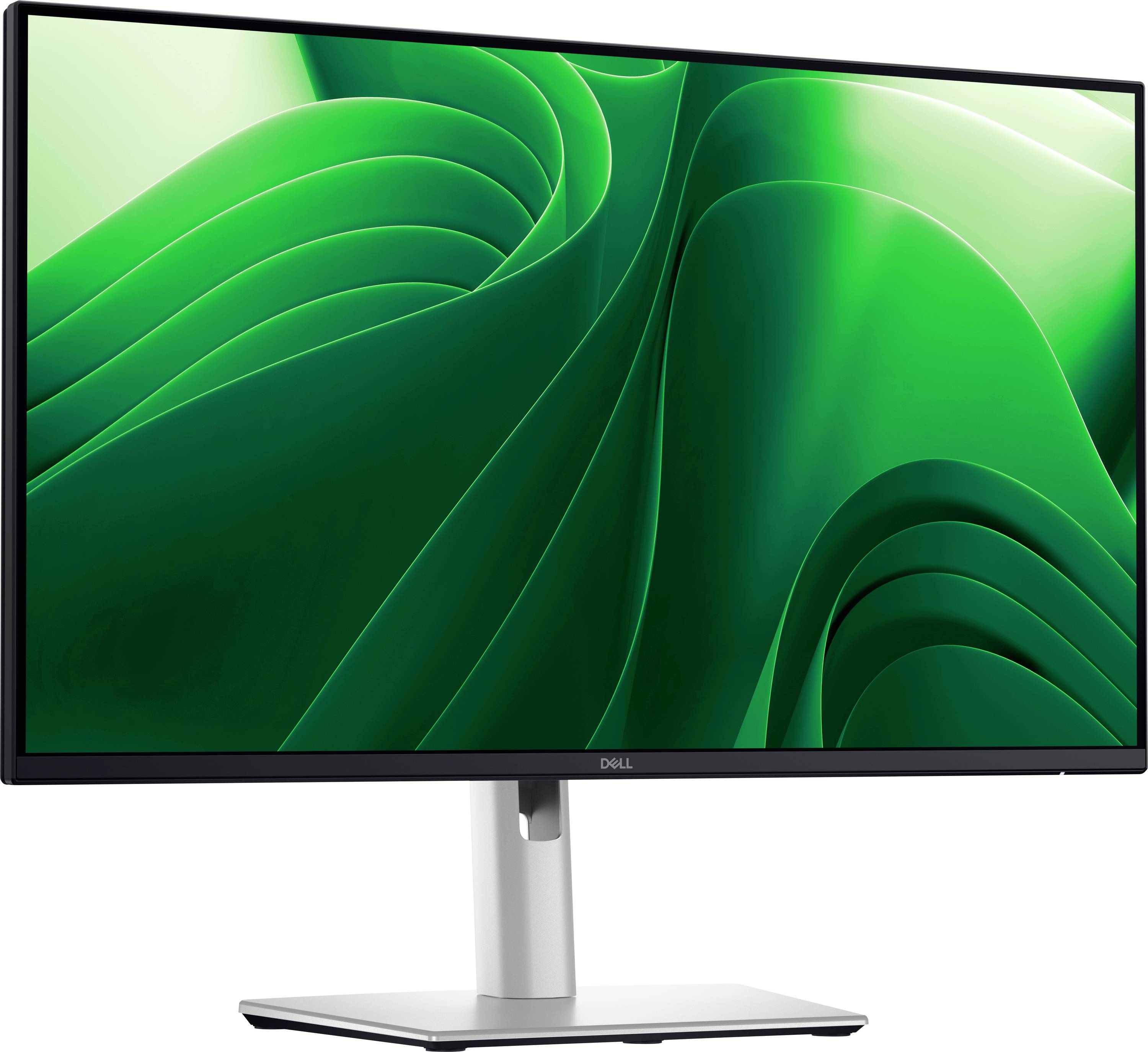 Monitor se zeleným abstraktním pozadím na obrazovce.
