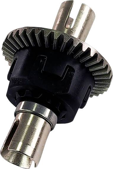 Kovové ozubené kolo s černým plastovým spojem a stříbrným konektorem, pravděpodobně součást mechanického zařízení nebo vozidla.