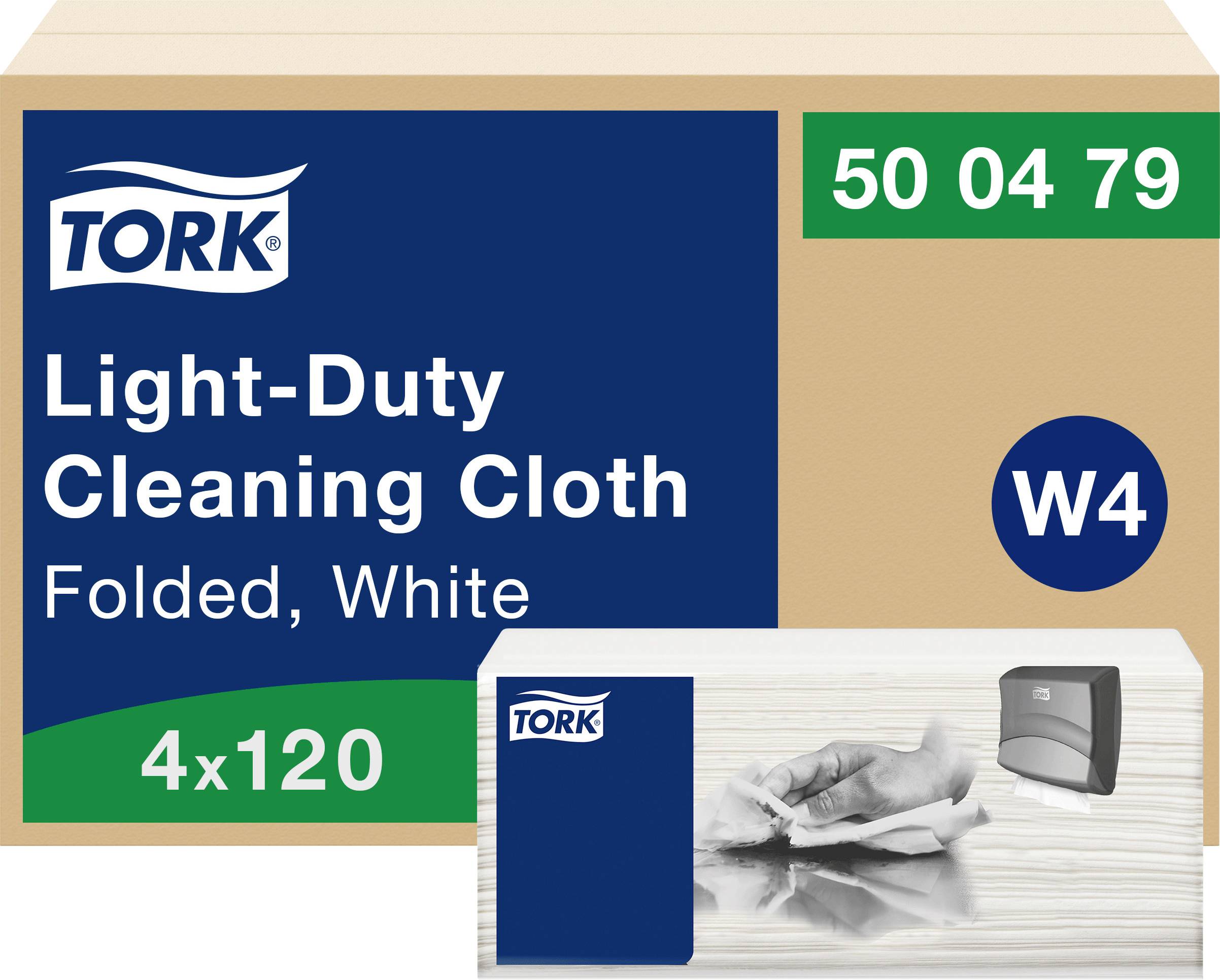 Krabice s čisticími utěrkami Tork pro lehké čištění, skládané, bílé, 480 útěrek. Kód produktu: 50 04 79, W4.