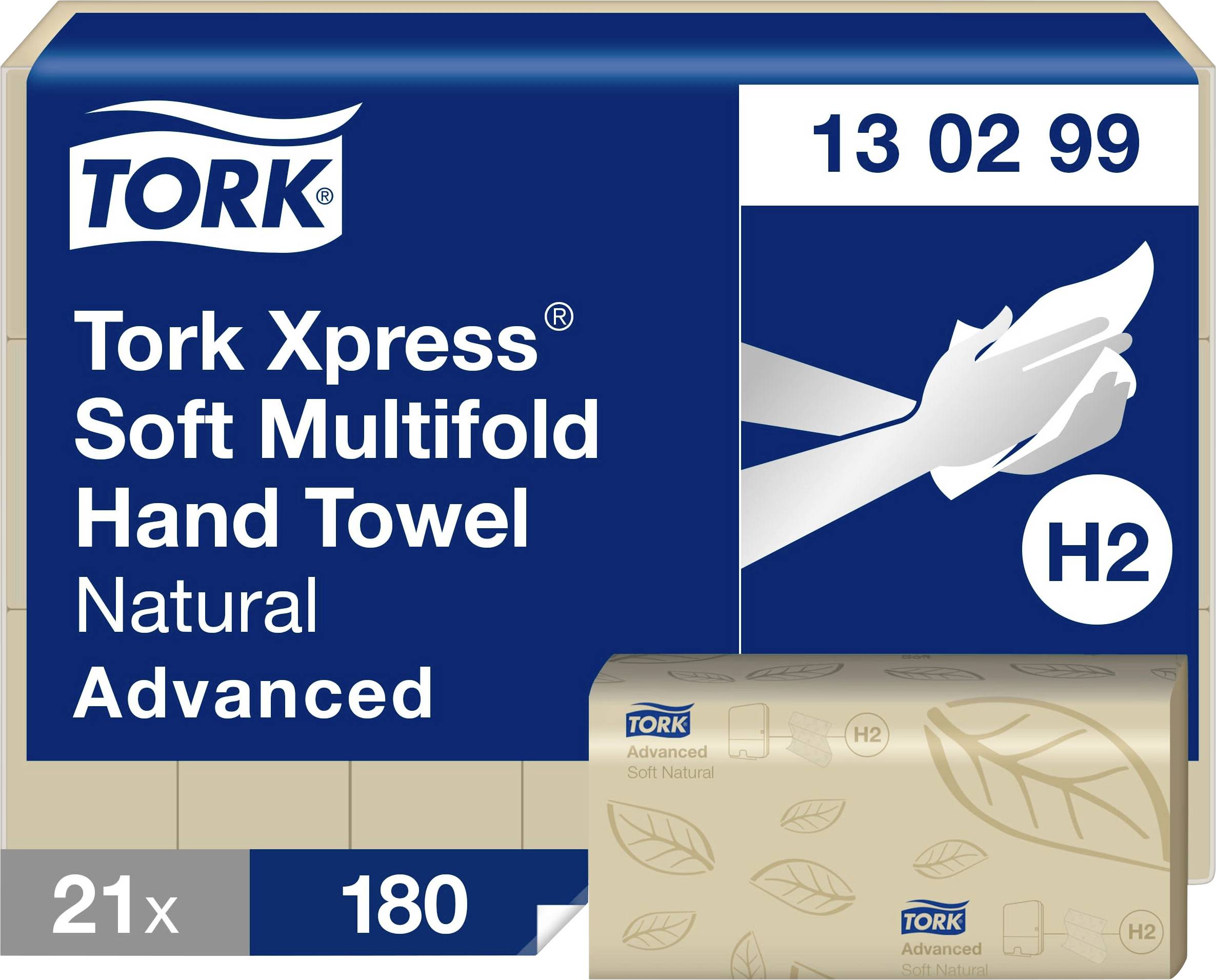 Balení ručníků Tork Xpress Soft Multifold, Natural Advanced. 21 balení po 180 ručnících. Systém H2.