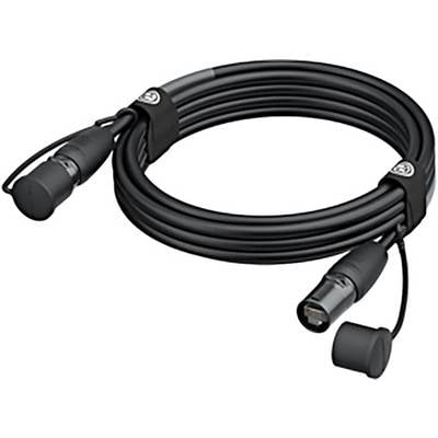 Svinutý mikrofonní kabel s XLR konektory na obou koncích, vhodný pro připojení audio zařízení.