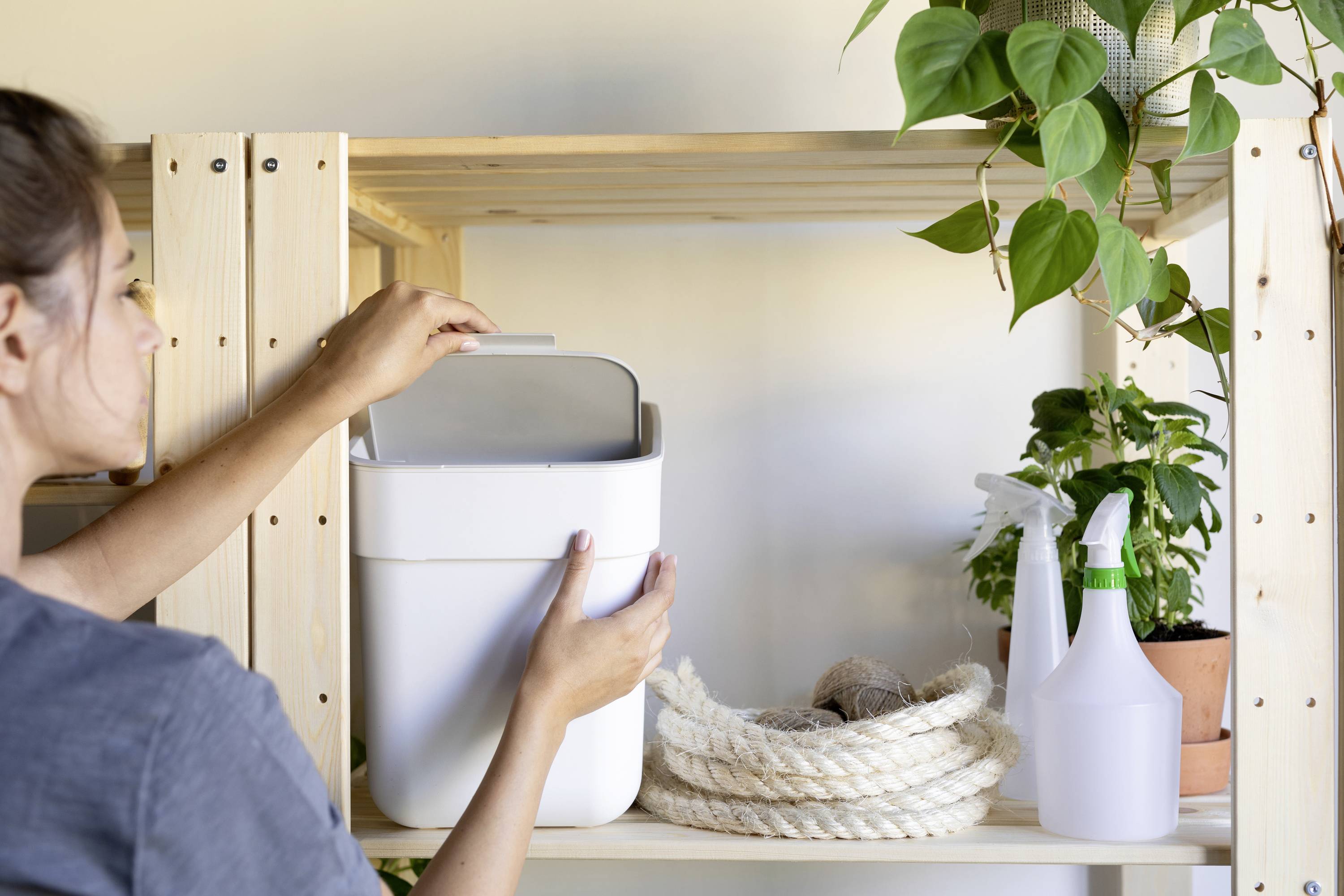 Curver 252105 252105 odpadkový koš, recyklovaný plast, bílá, s držákem na stěnu, 1 ks-4