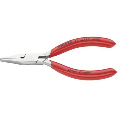 Červené ruční kleště s nápisem 'KNIPEX', 'Chrom-Vanadium', '37/13/125', 'Vyrobeno v Německu', zobrazující přední čelisti.