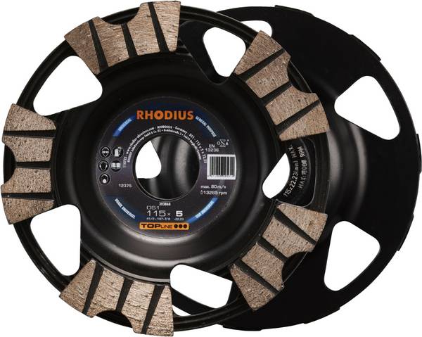 Rhodius 303868 RHODIUS DS1, diamantová hlava brusky 115 x 5,0 x 8,0 x 22,23 mm, diamantová hlava, Topline, vyrobeno v Německu, pro beton DS1   1 ks