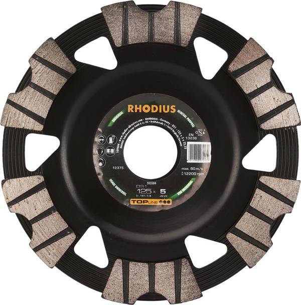 Rhodius 303504 RHODIUS DS1, diamantová hlava brusky 125 x 5,0 x 8,0 x 22,23 mm, diamantová hlava, Topline, vyrobeno v Německu, pro beton DS1   1 ks