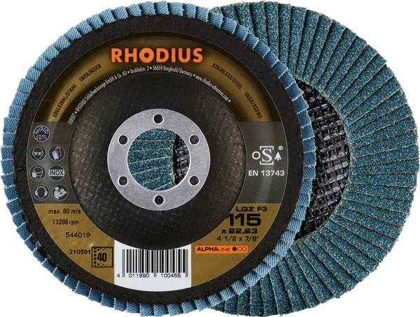 Rhodius 210591 LGZ F3 vějířovitý brusný kotouč   Zrnitost 40 nerezová ocel, ocel 10 ks