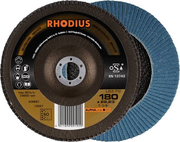 Rhodius 209667 LSZ F2 vějířovitý brusný kotouč   Zrnitost 60 nerezová ocel, ocel 10 ks