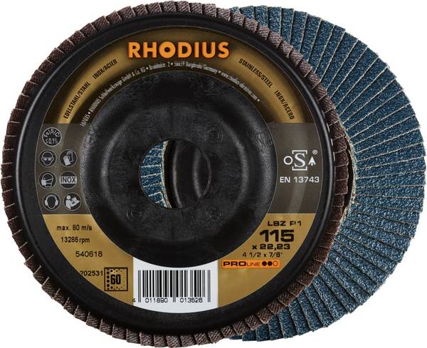 Rhodius 202531 LSZ P1 vějířovitý brusný kotouč   Zrnitost 60 nerezová ocel, ocel 10 ks