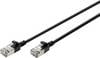 Digitus DK-1632-A-005S-BL RJ45 síťové kabely, propojovací kabely CAT 6A F/FTP 0.5 m černá barevně rozlišený, stíněný, točený drát, S průchodkou chránící proti zlomení 1 ks