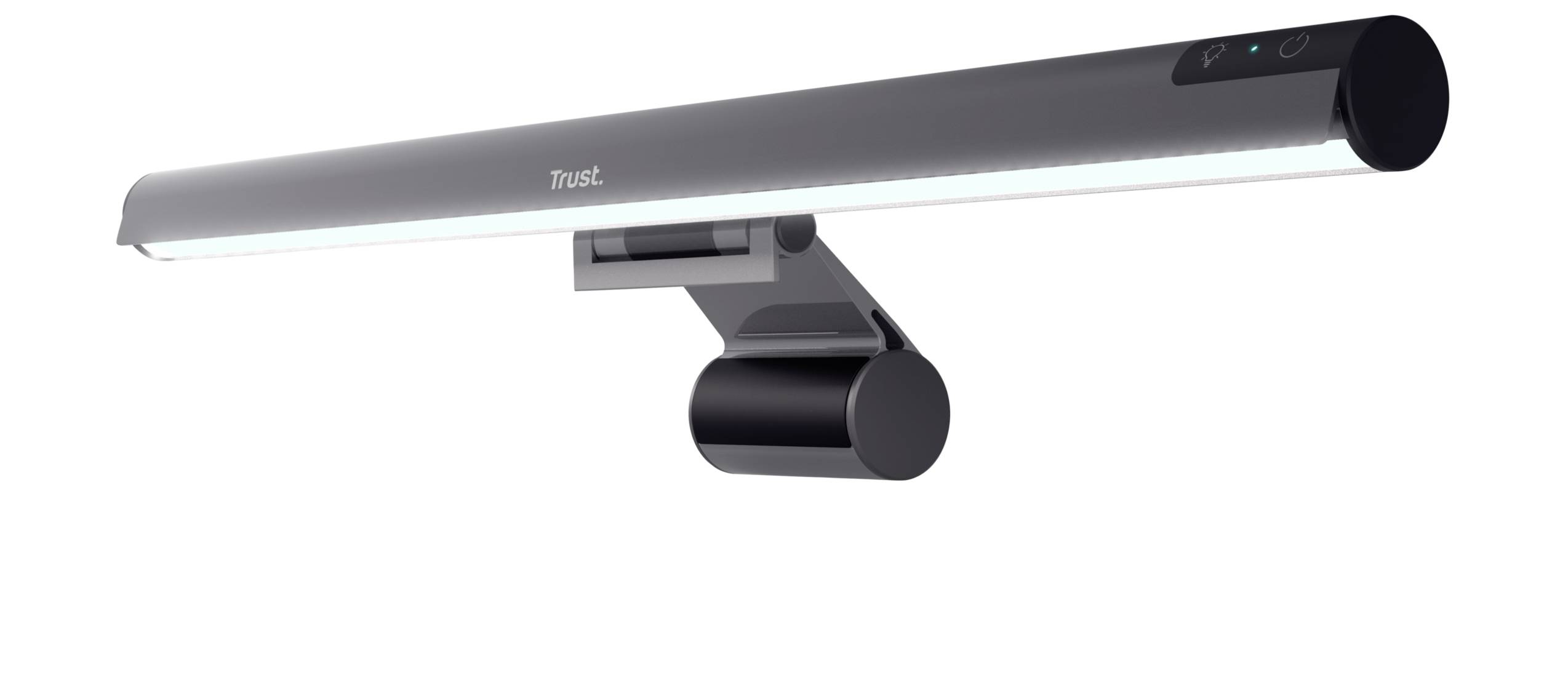 Elegantní, moderní osvětlení monitoru v černém designu. Má štíhlý, obdélníkový tvar, který lze namontovat přímo na monitor.