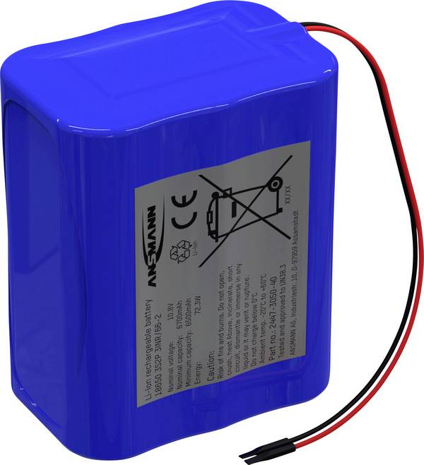 Ansmann 3S2P Akkupack 6x 18650 Kabel Li-Ion 10.8V 6700mAh Akupack 6 x   Li-Ion 10.8 V 6700 mAh