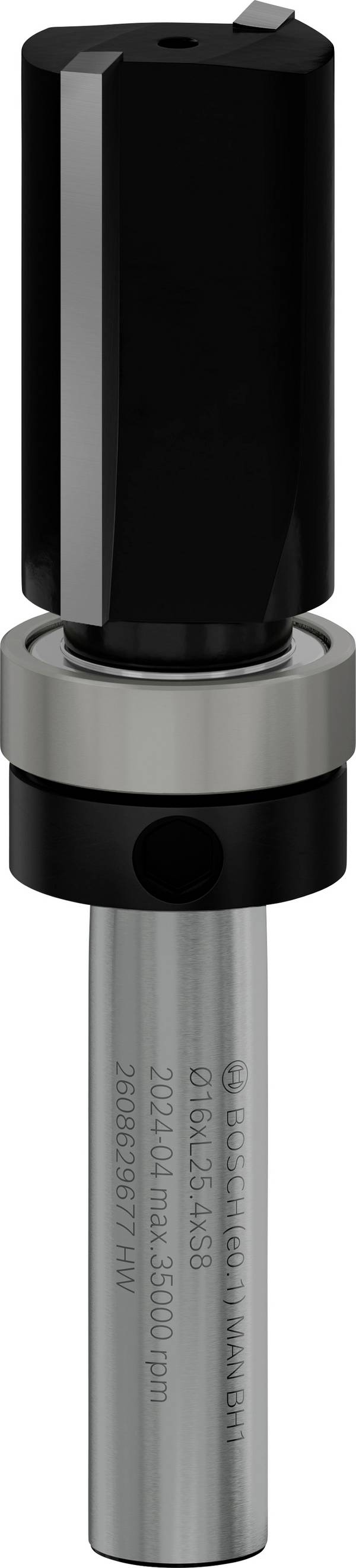 Bosch Accessories 2608629677 zarovnávací fréza, tvrdokov, Délka 70 mm, Vnější Ø 16 mm, Pracovní délka 25.400 mm, Ø hřídele 8 mm