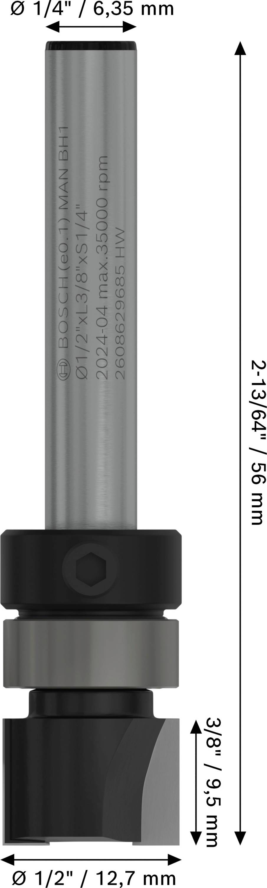 Plastová hmoždinka 2136, 1/4", délka 56 mm, šířka 3/8", průměr 1/2", vhodná pro upevnění v betonu.