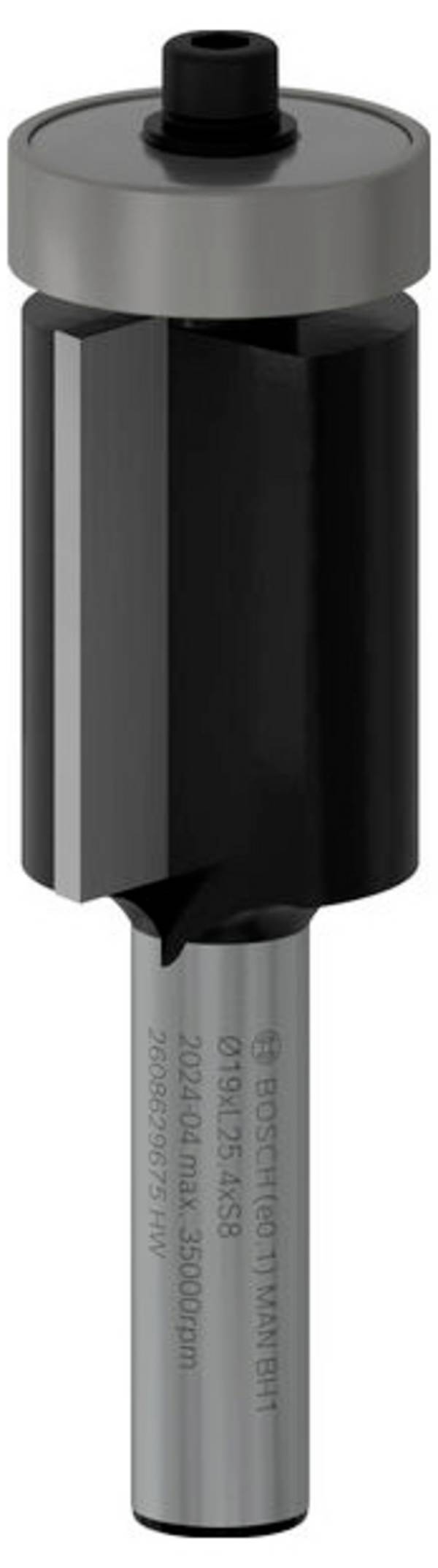 Bosch Accessories 2608629675 zarovnávací fréza, tvrdokov, Délka 68 mm, Vnější Ø 19 mm, Pracovní délka 25.400 mm, Ø hřídele 8 mm