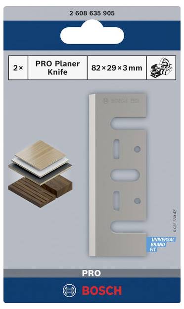 Bosch PRO hoblovací nože, 82 x 29 x 3 mm, 2 kusy. Vhodné pro opracování tvrdých dřev a univerzální použití.