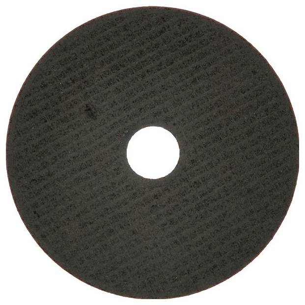 Kruhový řezný kotouč z tmavého materiálu se středovým otvorem. Vhodný pro řezání kovu úhlovou bruskou.