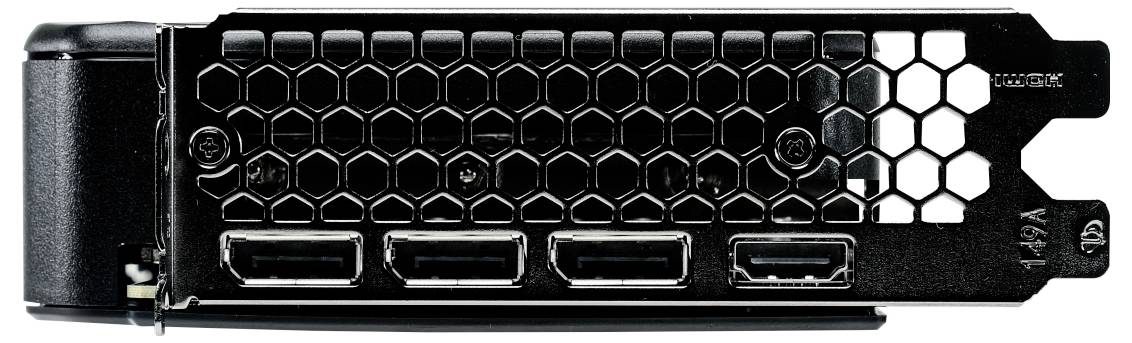 Grafická karta s čtyřmi HDMI výstupy a mřížkou pro větrání. Ideální pro víceobrazovková řešení.