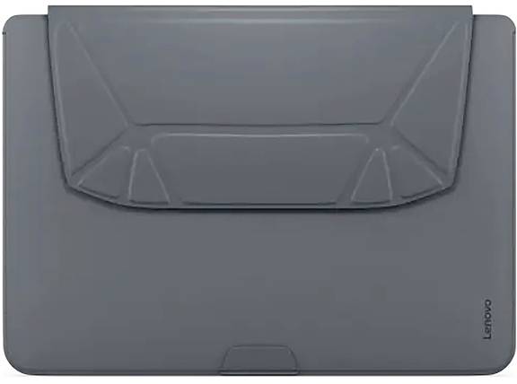 Šedý ochranný obal na notebook od Lenova, zavřený a bez viditelných detailů nebo značkových označení kromě loga Lenovo.