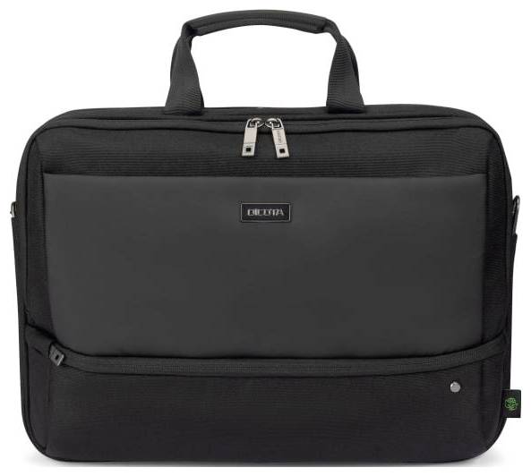 Černá business taška se dvěma madly a zipem, vhodná pro přepravu laptopů nebo dokumentů.