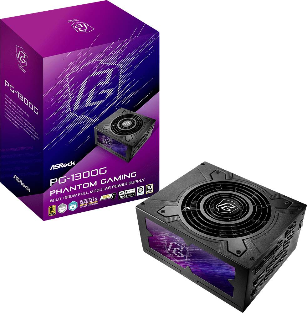 ASRock Phantom Gaming PG-1300G PC síťový zdroj 1300 W ATX 80 PLUS® Gold