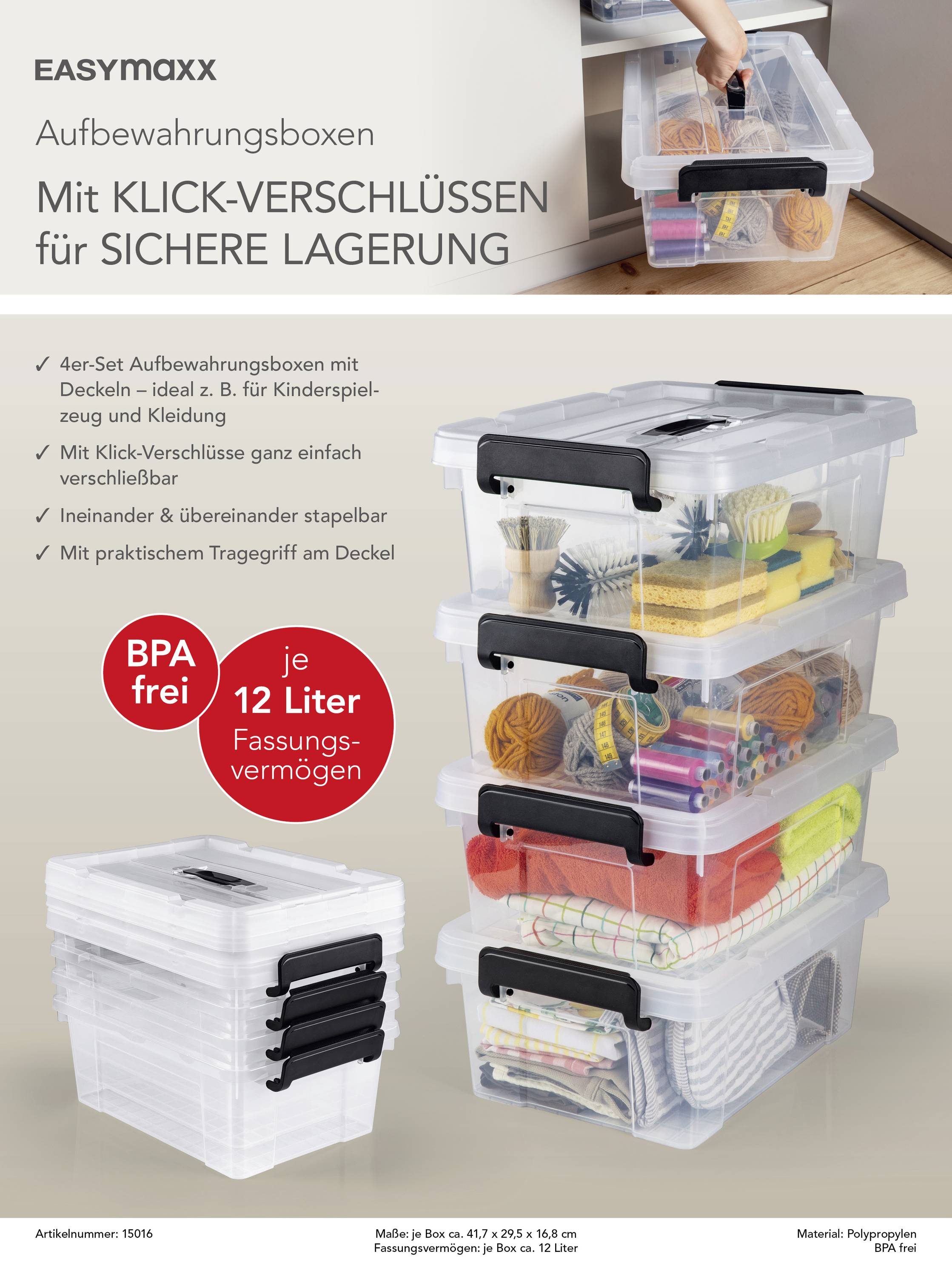 easymaxx 15016 Držák na pověšení transparentní, černá 4 ks-7
