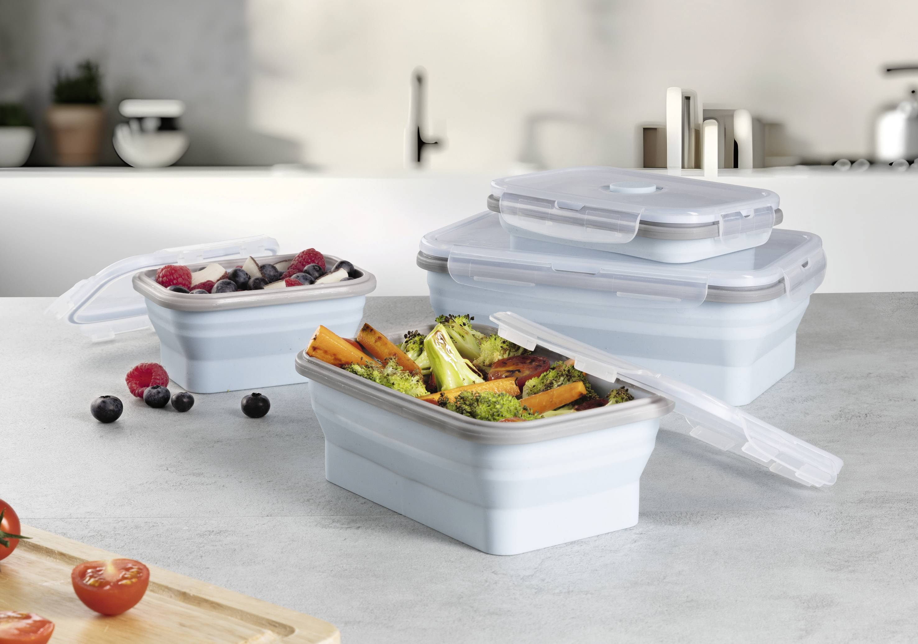 GourmetMaxx Držák na pověšení sada 4 ks silikon světle modrá 15096-3