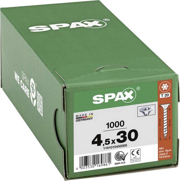 SPAX 1191010450305 R 88091 Senkkopf/T-STAR šroub do dřeva 4.5 mm 30 mm T-STAR plus    ocel WIROX 1000 ks