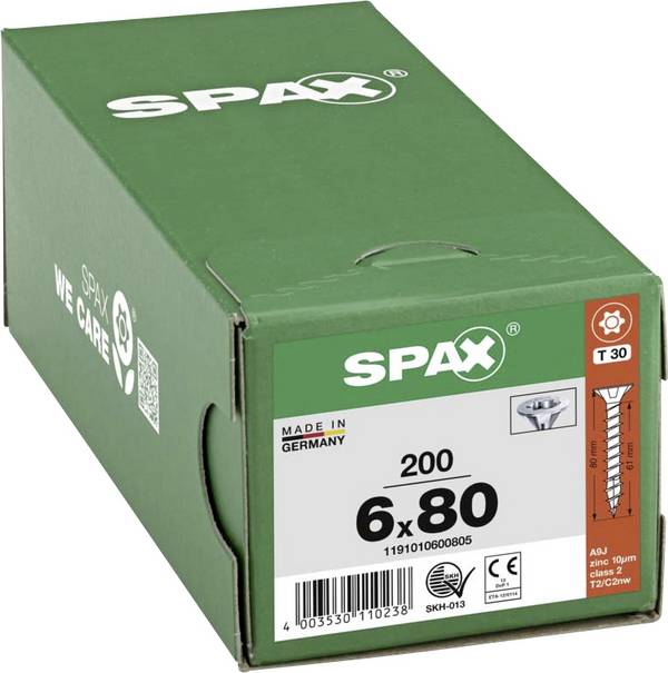 SPAX 1191010600805 R 88091 Senkkopf/T-STAR šroub do dřeva 6 mm 80 mm T-STAR plus    ocel WIROX 200 ks