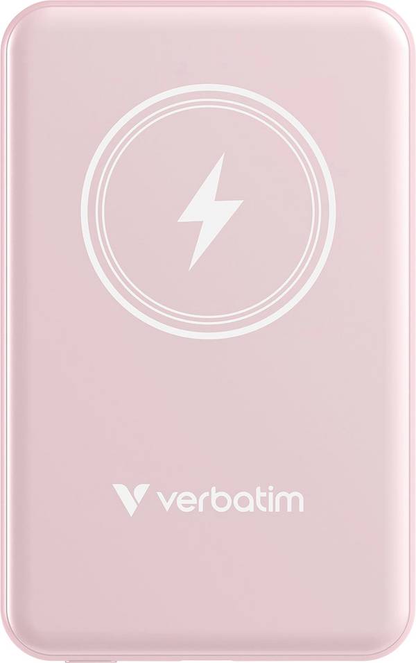 Verbatim Charge 'n' Go Magnetic Wireless powerbanka Li-Pol, 5000 mAh, Rychlé nabíjení, Quick Charge 3.0, Power Delivery 3.0, Adaptivní rychlé nabíjení, USB-C®, růžová