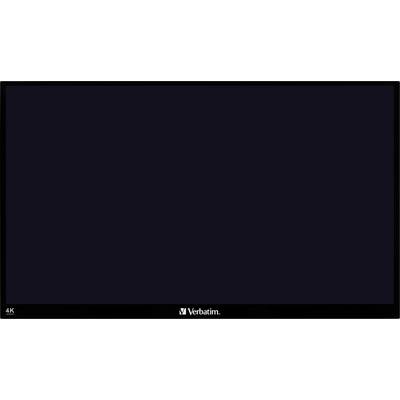 Černý televizní displej s nápisem 'Verbatim' a rozlišením 4K.
