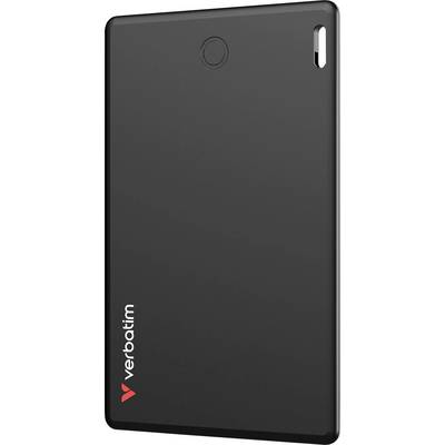 Externí černý externí disk, obdélníkového tvaru, s logem Verbatim v dolním rohu, kompaktní a přenosný pro ukládání dat.
