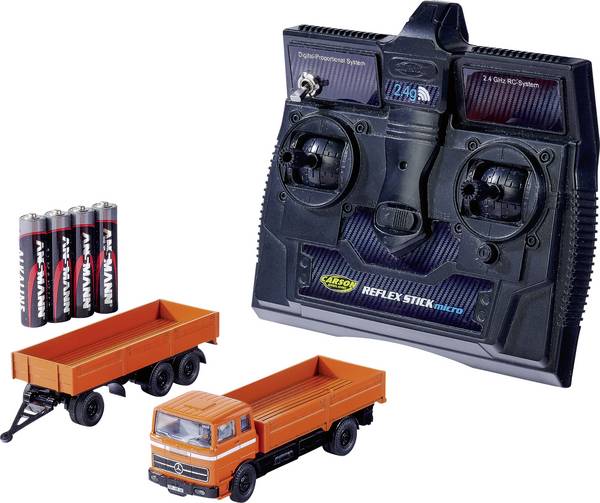 Carson Modellsport 500504159 MB 1620 Plane mit Anhänger 1:87 RC model auta elektrický kamion vč. akumulátorů, nabíječky a baterie ovladače