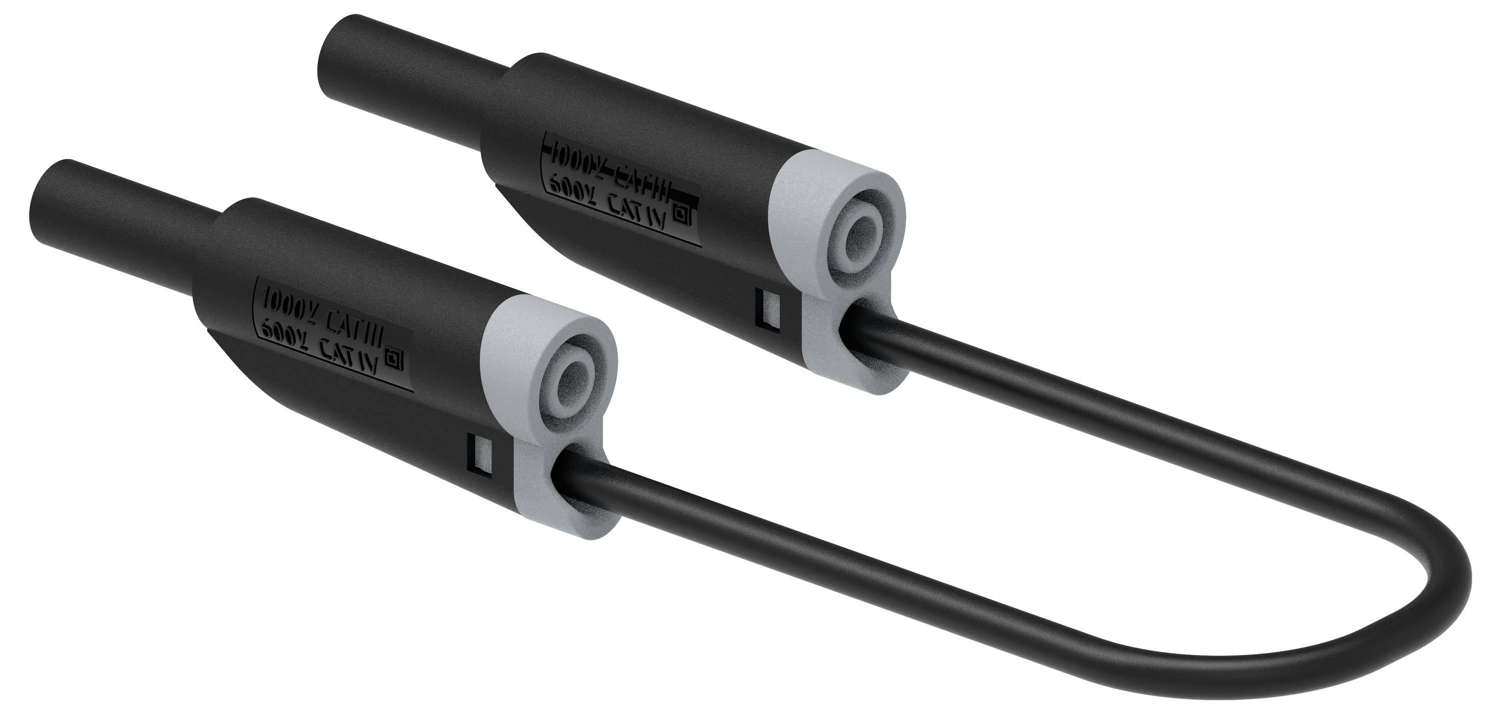 Electro PJP 2711-IEC-CD1-100N měřicí kabel banánková zástrčka 4 mm 1 m černá 1 ks-1