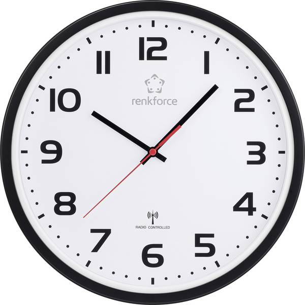 Renkforce RF-6826036 DCF nástěnné hodiny 32 cm x 45.5 mm, bílá/černá