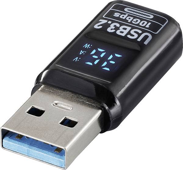 Renkforce USB adaptér [1x USB-A konektor - 1x USB-C® zásuvka] USB 3.2 Type A/C Charging Adapter, PD36W, 10 Gbps  LED displej s nabíjením (napětí/proud/výkon)