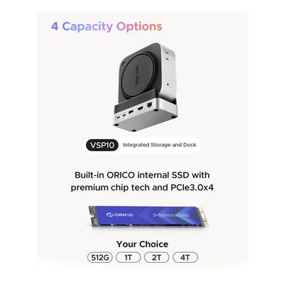 ORICO USB-C® dokovací stanice VS10 Mini Dock Desktop Stand Integrovaný držák, integrovaná čtečka karet, Rozšiřující pati-8