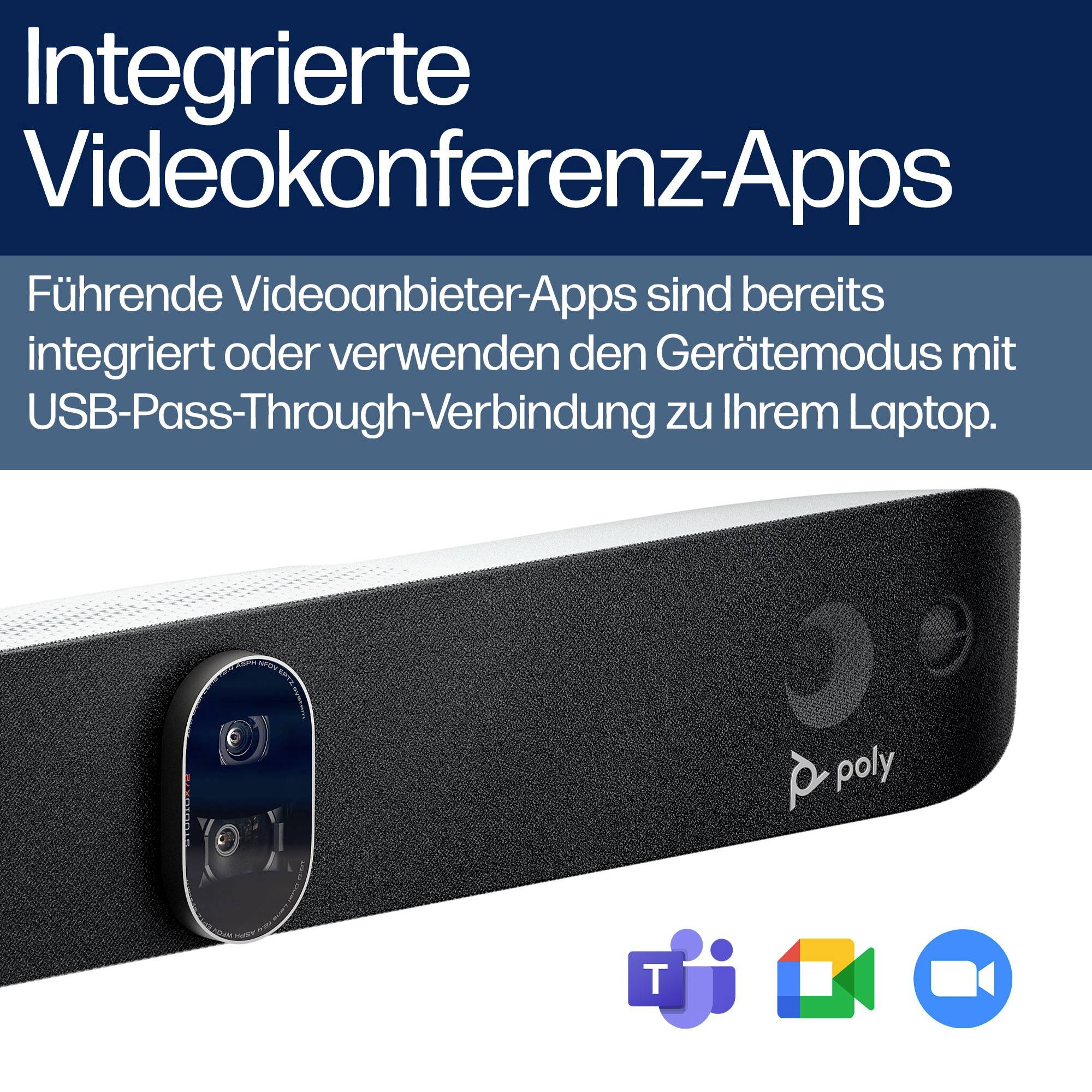 Integrovaný systém videokonferencí s předními aplikacemi, který funguje v režimu zařízení přes USB připojení k laptopu.