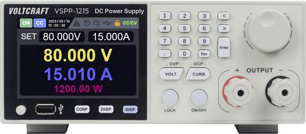 VOLTCRAFT VSPP-1215 laboratorní zdroj 19", nastavitelný, 0 - 150 V/DC, 0 - 20 A, 1200 W, USB, RS-485, LAN, lze programovat, lze dálkově ovládat, výstup 1 x, VC-17068685
